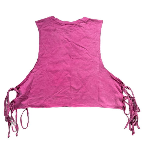 Wild Fable Size Large Bright Pink Floral Side-Tie Cropped Muscle Tank Top NWT - Picture 6 of 9